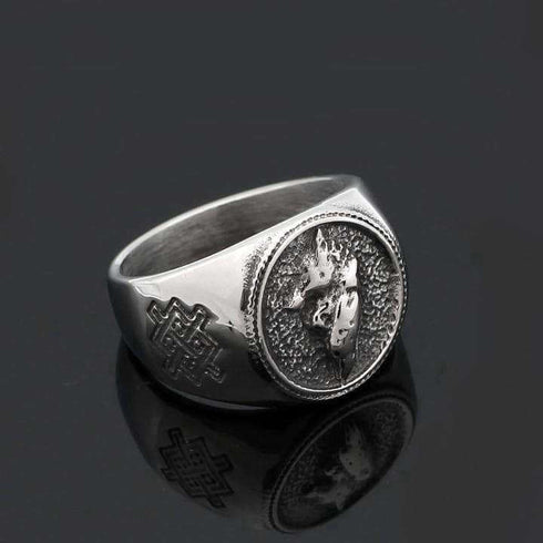 Chevalière Loup Tribal (Acier)