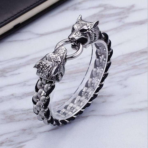 Bracelet Loup Guerrier Viking (Acier)