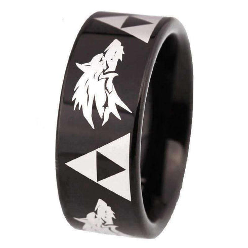 Anneau Loup Noir (Acier)