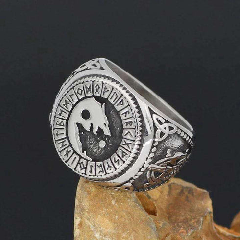 Chevalière Loup Nordique (Acier)