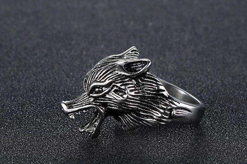 Bague Loup Tribal (Acier)