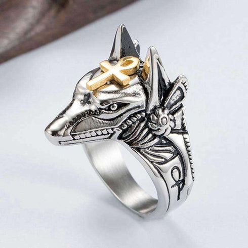 Bague Loup Anubis (Acier)