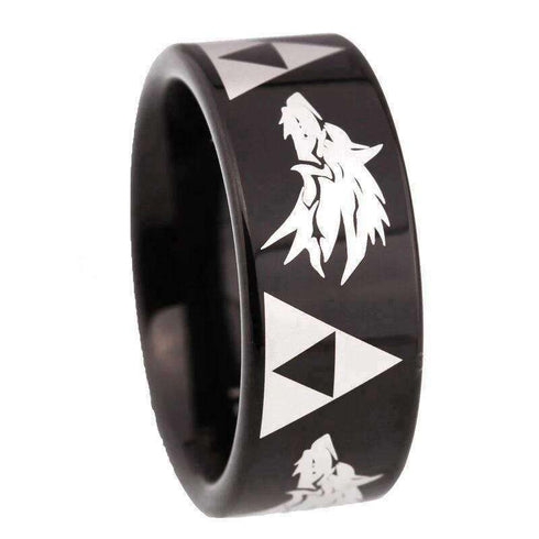 Anneau Loup Noir (Acier)