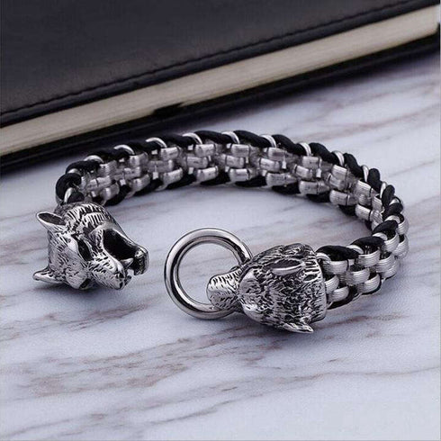 Bracelet Loup Guerrier Viking (Acier)