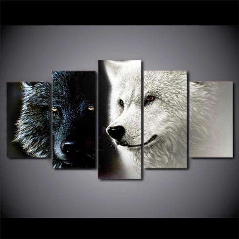 Tableau Tête de Loup Noir et Blanc