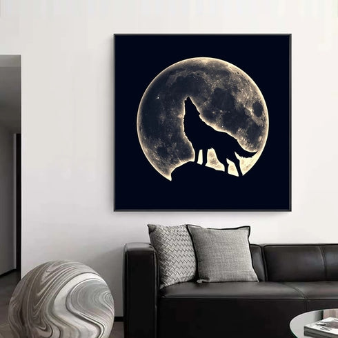 Peinture Loup Lune
