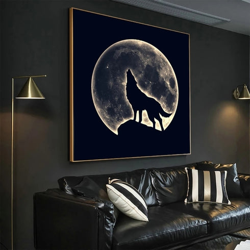 Peinture Loup Lune
