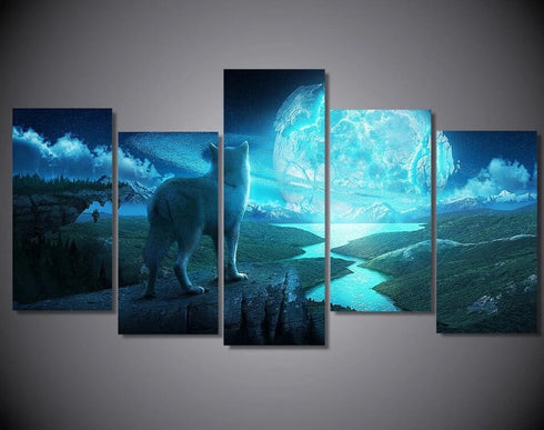 Tableau Loup Céleste