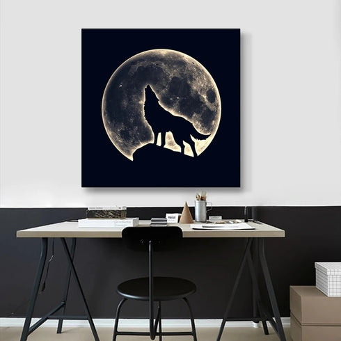 Peinture Loup Lune