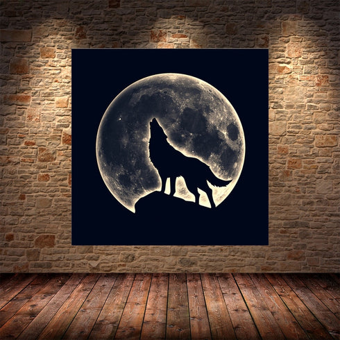 Peinture Loup Lune