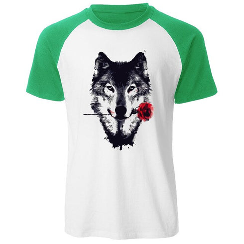 T-Shirt Loup avec Rose