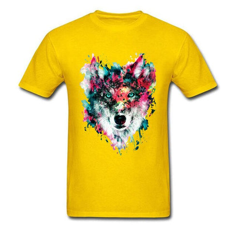 T-Shirt Loup Coloré 3D