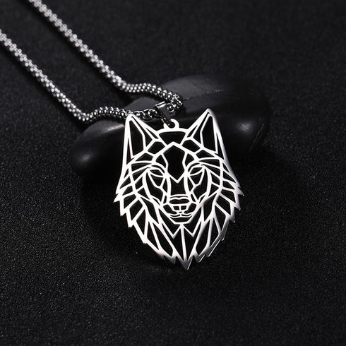 Collier Loup Géométrique (Argent)