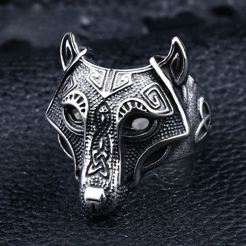 Chevalière Loup Noir (Acier)