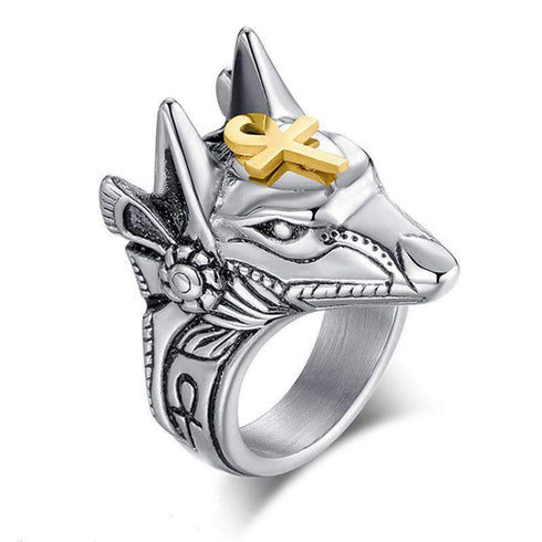 Bague Loup Anubis (Acier)