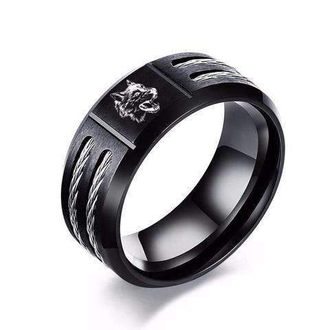 Bague Loup Noir (Acier)