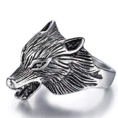 Bague Loup Tribal (Acier)