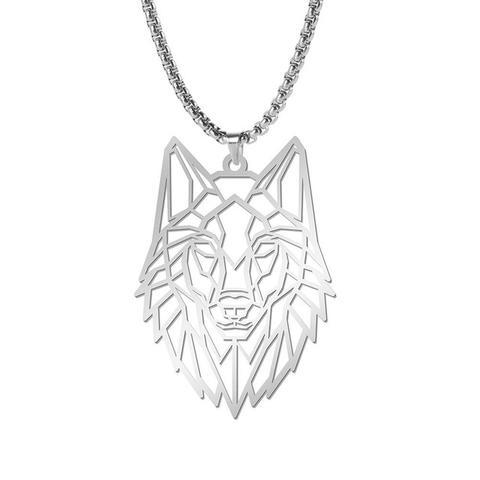 Collier Loup Géométrique (Argent)