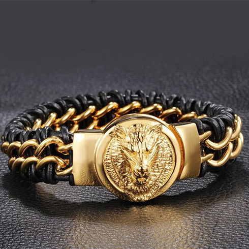 Bracelet Loup Tête de Loup Or