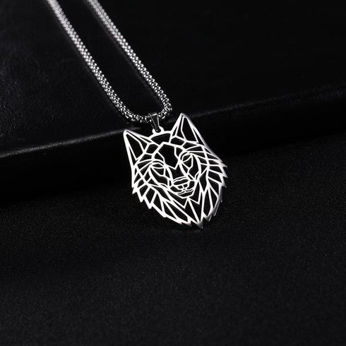 Collier Loup Géométrique (Argent)
