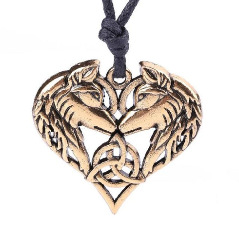 Collier Loup Coeur (Acier)