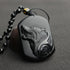 Collier Loup en Obsidienne noire