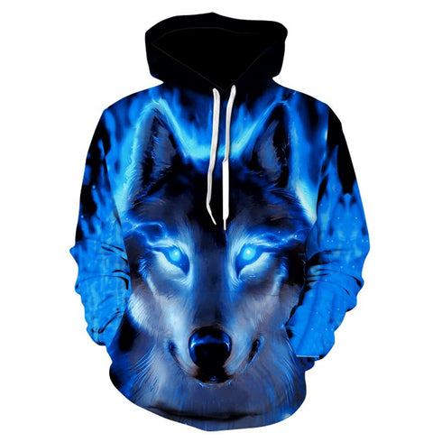 Sweat Loup Flamme Bleu