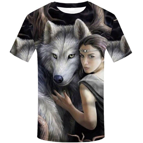 T-Shirt Loup avec Femme