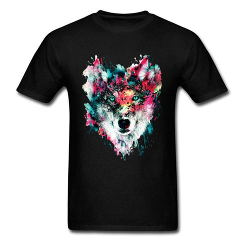 T-Shirt Loup Coloré 3D