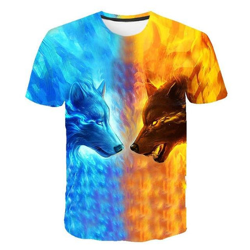 T-Shirt Loup Feu et Glace