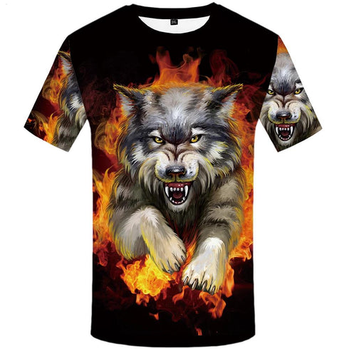 T-Shirt Loup Flamme