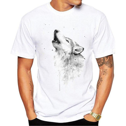 T-Shirt Loup Hurlant Aquarelle