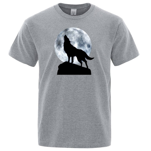 T-Shirt Loup Lune Gris