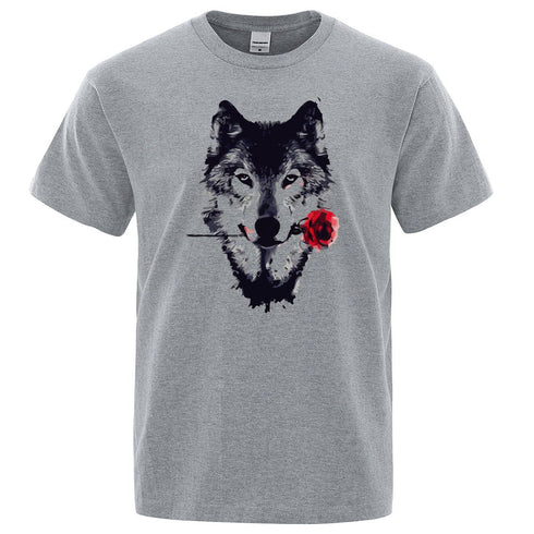 T-Shirt Loup Motif Gris