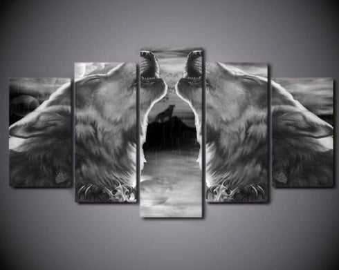 Tableau Loup Gris Hurlant