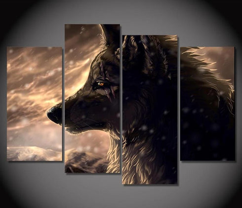 Tableau Loup Tête de Loup Noir