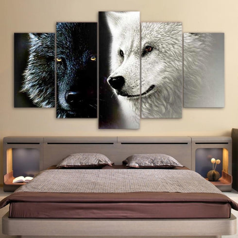 Tableau Tête de Loup Noir et Blanc
