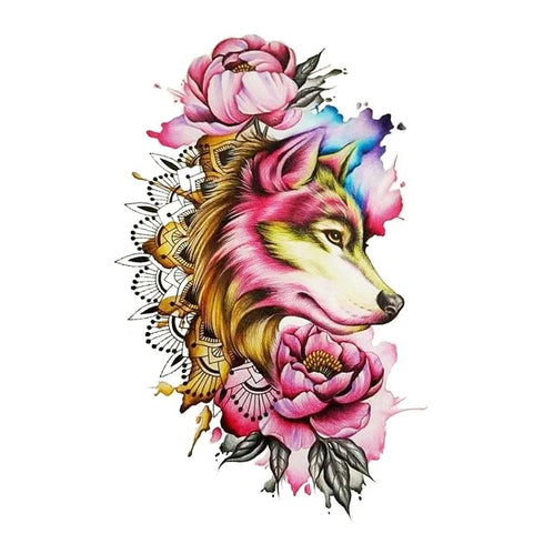 Tatouage Loup avec Rose