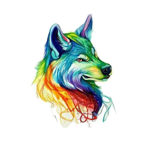 Tatouage Loup Multicolore