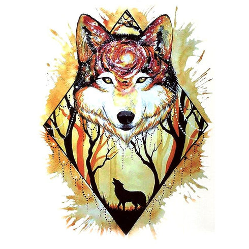 Tatouage Loup Paysage