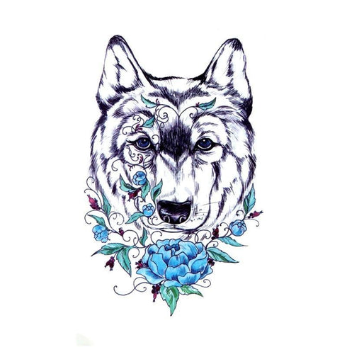 Tatouage Loup Tête de Loup Fleur