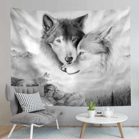 Toile Loup Noir et Blanc